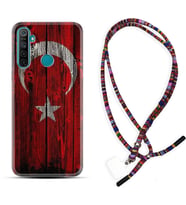 Realme 5i 5 Pro 6i 7 Pro 8 Kılıf Boyun Asklı Rasta Silikon Şanlı Türk Bayrağı 2 1317