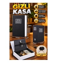 Büyük Boy Anahtarlı Kitap Görünümlü Çelik Gizli Kasa Altın Kasası