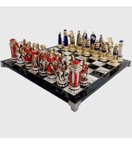 Satranç Takımı Siyah Beyaz Mermer Tabla Osmanlı Bizans Temalı Büyük Boy 10 cm  Polyester  Dekoratif Hediyelik Satranç Takımı