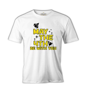 May the Fourth with Ships and Stars Beyaz Erkek Tshirt