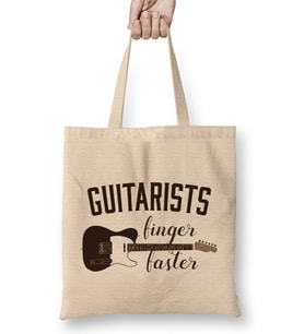 Guitarists Finger Faster Musician Funny Guitar Pun Bez Çanta Uzun Saplı