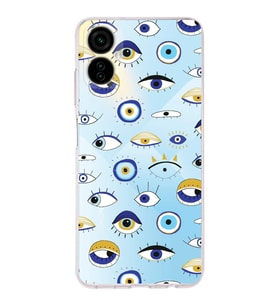 PrintiFy Tecno Camon 19 Neo ile Uyumlu 1mm Slim Fit Nazar Boncuğu 2 Baskılı Şeffaf  Kılıf