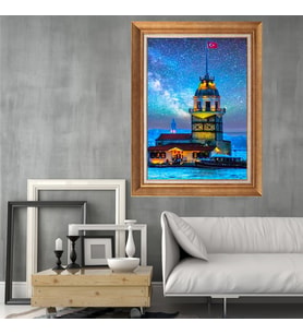 Altın Varaklı Paspartulu Çerçeveli Tablo rv272