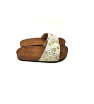 Pienn 20050-006 Kadın Taşlı Çiçekli Comfort Terlik (Bronz)
