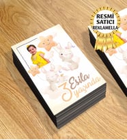 Tavşan Temalı Kişiye Özel Resimli Doğum Günü Magneti  8x6 Cm 10 Adet (Pudra)