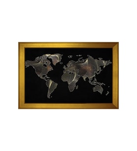 Harita Temalı Kanvas Tablo 80 x 110 cm Gold Çerçeve