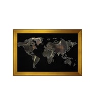 Harita Temalı Kanvas Tablo 80 x 110 cm Gold Çerçeve