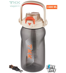 TKK 1500 ML Tek Kapak Çift Kullanım Pipetli/Rahat İçim Tritan Su Matarası-FFTKK1027-1500ML (Beyaz)