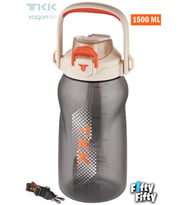 TKK 1500 ML Tek Kapak Çift Kullanım Pipetli/Rahat İçim Tritan Su Matarası-FFTKK1027-1500ML (Beyaz)