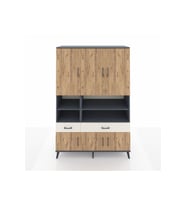 Hyperion Dolap 8 Raflı 2 Çekmeceli 6 Kapaklı 132x44x195 Antrasit-Çam/Aytaşı