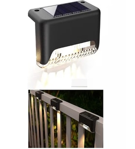4 Adet Köşebent Solar Güneş Enerjili Merdiven Veranda Bahçe Led Lamba Şarj Edilen Aydınlatma