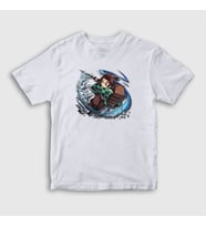 Presmono Unisex Çocuk Beyaz Water Tanjiro Kamado Anime Demon Slayer Kimetsu No Yaiba T-Shirt 307957tt