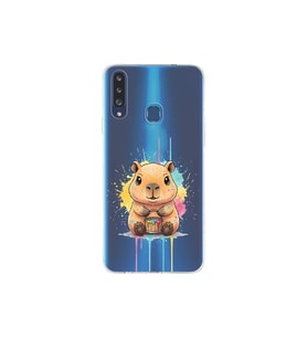 Samsung Galaxy A20S ile Uyumlu Splash Kapibara Tasarımlı Şeffaf Silikon Kılıf