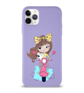 Apple iPhone 11 Pro Max Uyumlu Lansman Kılıf Vespagirl Tasarımlı Altı Kapalı İçi Kadife Kaplı  Kapak (Şeffaf)
