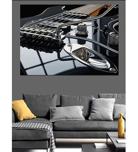 Gitar Mekanizması Yakın Plan Dekoratif Kanvas - Mdf Ahşap Tablo