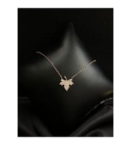 Çınar Serisi Beyaz Taşlı Çınar Yapağı Minimal Gümüş Kolye