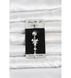 316L Cerrahi Çelik Sallantılı Zirkon Taşlı Model Göbek Piercing TJ-PR1410