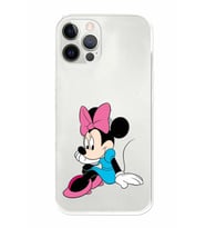Apple iPhone 12 Pro Uyumlu Kamera Korumalı Tıpalı Kapak Minnie Mouse TasarımlıŞeffaf Kılıf