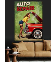Auto Fair Kırmızı Araba Dekoratif Kanvas - Mdf Ahşap Tablo