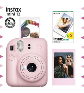 Instax mini 12 Pembe Fotoğraf Makinesi-Çerçeve ve 20'li mini Film Seti