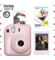 Instax mini 12 Pembe Fotoğraf Makinesi-Çerçeve ve 20'li mini Film Seti