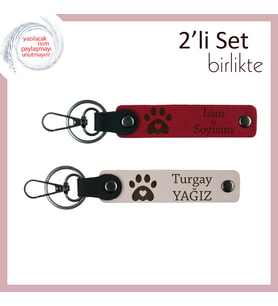 Kedi Sever Annelere Verilebilecek Zarif Hediye, Kalpli Pati Motifli Deri Anahtarlık, Kırmızı-Pudra