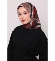 Levidor Kristal Eşarp Asimetrik Desen Siyah Bordo