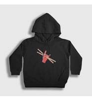 Presmono Unisex Çocuk Siyah Rock Drums Bateri Kapüşonlu Sweatshirt 372618tt