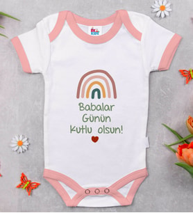 BK Kids İlk Babalar Günün Kutlu Olsun Tasarımlı Pembe Bebek Body Zıbın-1