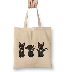 French Bulldog Coffee Lover Bez Çanta Uzun Saplı