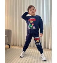 Cg Kids Brawl Stars 2 Iplik Kumaş Erkek Çocuk Alt Üst Takım Süper Kalite (Lacivert)