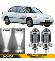 Honda Civic Vtec1 2001-2004 Makyajsız Mercekli Far Ampulü Led Xenon Beyaz Şimşek Etkili Uzun Kısa