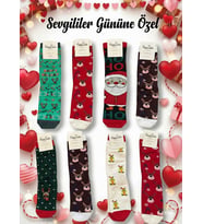 6'LI RENKLİ TATLI ÇORAP SETLERİ - UNISEX NOEL YILBAŞI ÇORAPLARI (Çok Renkli)