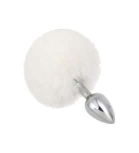 World Bunny Tail Peluşlu Metal  Plug-White