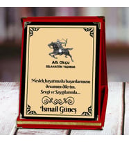 Atlı Okçu Baskılı Plaket (1. Tasarım)  Kişiye Özel (Kırmızı)
