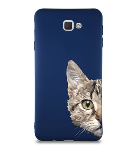 Samsung Galaxy J7 Prime 2 Soft Premier Kapak Catface Tasarımlı Silikon Kılıf - Lacivert (Şeffaf)