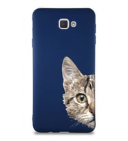 Samsung Galaxy J7 Prime 2 Soft Premier Kapak Catface Tasarımlı Silikon Kılıf - Lacivert (Şeffaf)