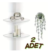 2 Adet 8mm Pleksi Hayalet v Raf  Banyo Mutfak Organizer Düzenleyici Metal Ayak Bağlantlı 18cm