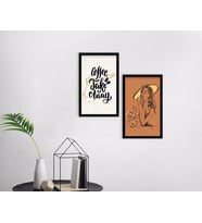 BK Home Coffee Tasarımlı Dekoratif 2'li Ahşap Siyah Çerçeveli Tablo-3