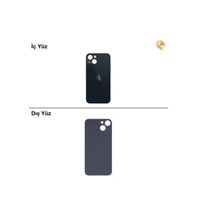 iPhone 14 Siyah Renk Arka Kapak Arka Cam Batarya Kapağı Lazer Kesim Kapak Pil Kapağı
