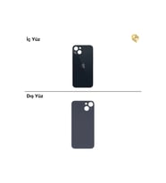iPhone 14 Siyah Renk Arka Kapak Arka Cam Batarya Kapağı Lazer Kesim Kapak Pil Kapağı
