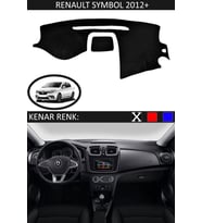 Renault Symbol 2012+ Için Uygun Torpido Koruma Halısı Siyah Kenar Renk Siyah