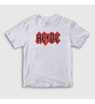 Presmono Unisex Çocuk Beyaz Red Black AC/DC T-Shirt 6605tt (Beyaz)