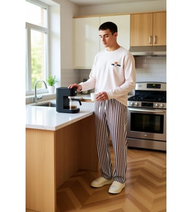 Erkek Çizgili Pijama Takımı Ayıcık Baskılı Fonksiyonel Dayanıklı Kaliteli Konforlu Estetik