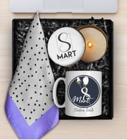 8 Mart Kadınlar Gününe Özel Tasarım Kupa & Fular & Özel Tasarım Mum Hediye Seti