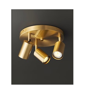 Mylights 3lü üçlü Mat Gold Eskitme Altın Kaplama Metal Gövde Tavan Spot Led Hareketli başlık
