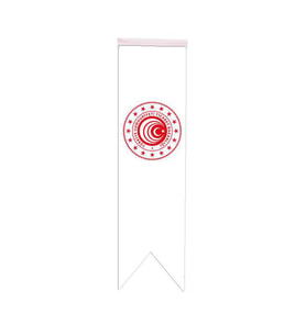 Masa Üstü Kırlangıç Ticaret Bakanlığı Bayrağı - 8x30cm Çift Taraflı Saten Kumaş