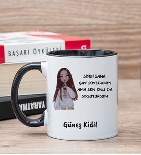 Kişiye Özel Sen Onu da Soğutursun Esprili Siyah Kupa Bardak