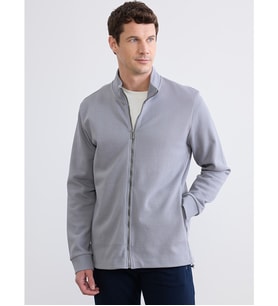 LCWAIKIKI Classic Gri Dik Yaka Erkek Fermuarlı Sweatshirt