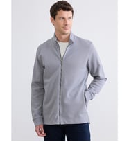 LCWAIKIKI Classic Gri Dik Yaka Erkek Fermuarlı Sweatshirt